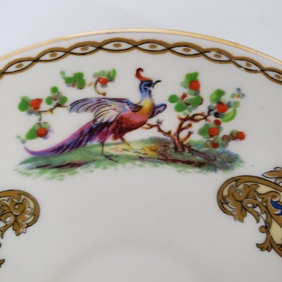 Blue Myott Vintage Staffordshire Chelsea Bird in Blue English Cup Saucer Set - Picture 4 of 9